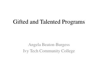 Gifted and Talented Programs