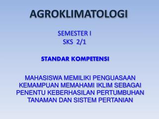 AGROKLIMATOLOGI