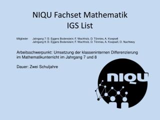 NIQU Fachset Mathematik IGS List