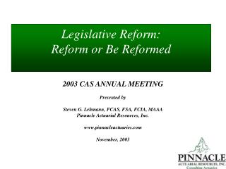 Legislative Reform: Reform or Be Reformed
