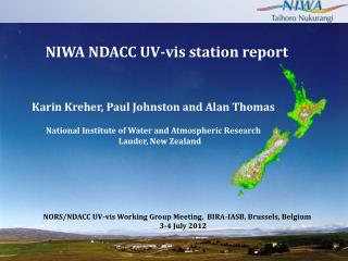 NIWA NDACC UV-vis station report