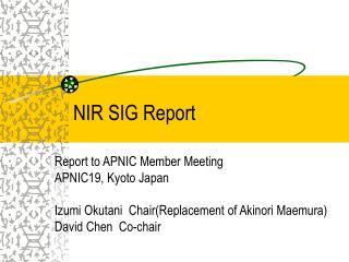 NIR SIG Report