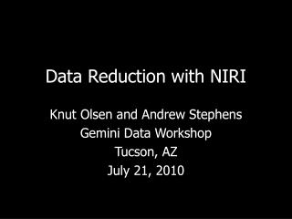 Data Reduction with NIRI