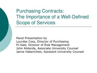 Purchasing Contracts: The Importance of a Well-Defined Scope of Services