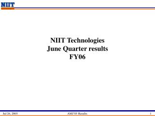 NIIT Technologies June Quarter results FY06