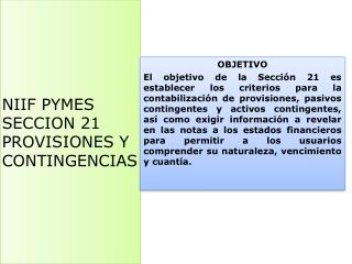 NIIF PYMES SECCION 21 PROVISIONES Y CONTINGENCIAS