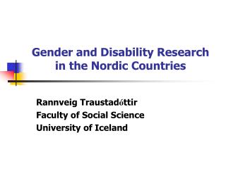 Gender and Disability Research in the Nordic Countries
