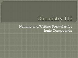 Chemistry 112