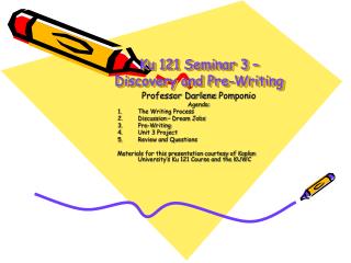 Ku 121 Seminar 3 –Discovery and Pre-Writing