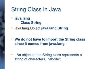 String Class in Java