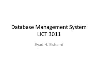 Database Management System LICT 3011