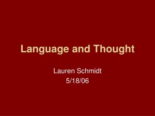 Language and Thought