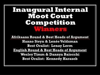 Inaugural Internal Moot Court Competition Winners