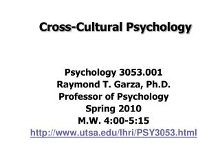 Cross-Cultural Psychology