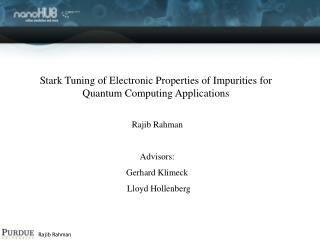 Stark Tuning of Electronic Properties of Impurities for Quantum Computing Applications