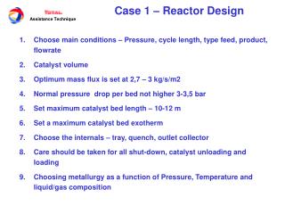 Case 1 – Reactor Design