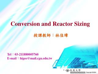 Conversion and Reactor Sizing