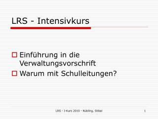 LRS - Intensivkurs