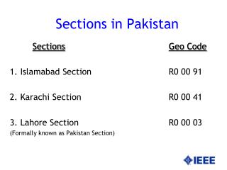 Sections in Pakistan