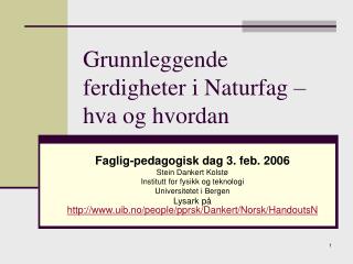 Grunnleggende ferdigheter i Naturfag – hva og hvordan