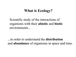 What is Ecology?