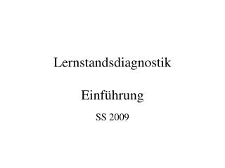 Lernstandsdiagnostik Einführung