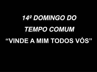 14º DOMINGO DO TEMPO COMUM “VINDE A MIM TODOS VÓS”