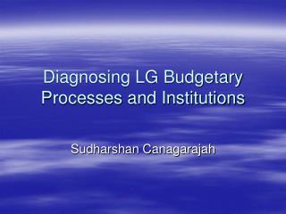 Diagnosing LG Budgetary Processes and Institutions