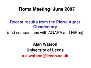 Roma Meeting: June 2007