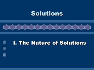 I. The Nature of Solutions