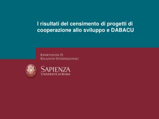 I risultati del censimento di progetti di cooperazione allo sviluppo e DABACU