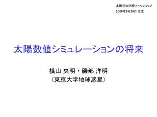 太陽数値シミュレーションの将来