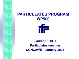 PARTICULATES PROGRAM WP500