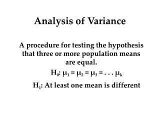 Analysis of Variance