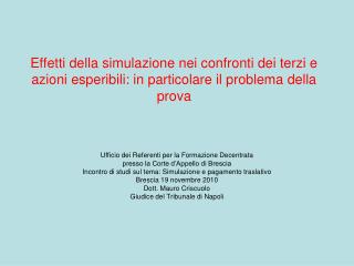 Ufficio dei Referenti per la Formazione Decentrata presso la Corte d’Appello di Brescia