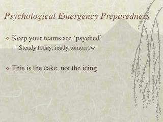 Psychological Emergency Preparedness
