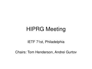 HIPRG Meeting