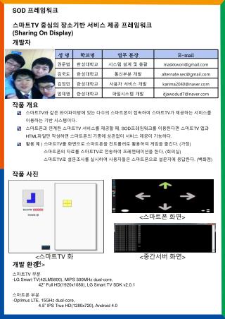 SOD 프레임워크 스마트 TV 중심의 장소기반 서비스 제공 프레임워크 ( Sharing On Display)