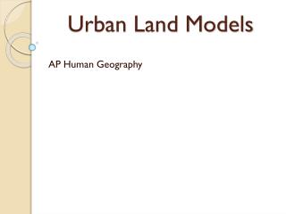 Urban Land Models