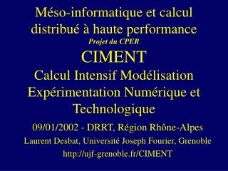 09/01/2002 - DRRT, Région Rhône-Alpes Laurent Desbat, Université Joseph Fourier, Grenoble