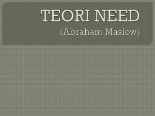 TEORI NEED (Abraham Maslow)