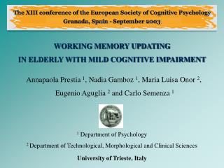 WORKING MEMORY UPDATING IN ELDERLY WITH MILD COGNITIVE IMPAIRMENT