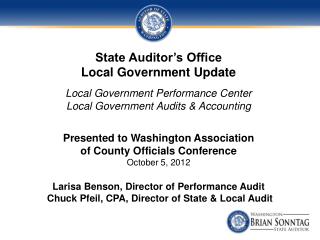 State Auditor’s Office Local Government Update