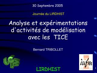 Analyse et expérimentations d'activités de modélisation avec les TICE