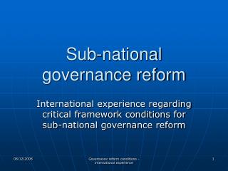 Sub-national governance reform