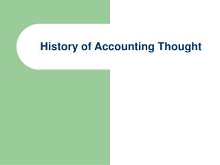 History of Accounting Thought