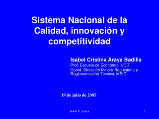 Sistema Nacional de la Calidad, innovación y competitividad
