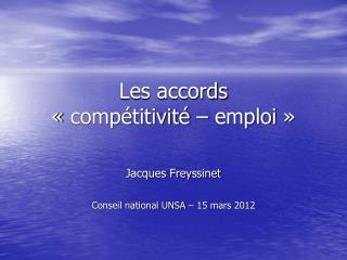 Les accords « compétitivité – emploi »