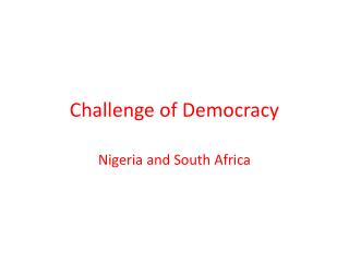 Challenge of Democracy