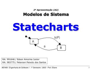 MO409 / Engenharia de Software I - 1º Semestre / 2003 - Prof. Eliane				 1